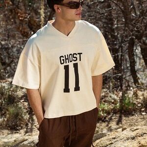 Ghost Lifestyle 👻 Football Jersey Tee Ivory NWOT‎ Size XL